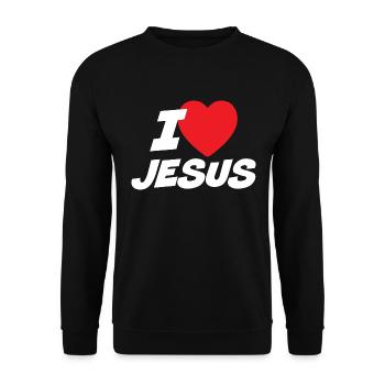 Ich liebe Jesus - Unisex Pullover - Schwarz - Vorne - Alina (178cm) & Michal (187cm)