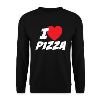 Ich liebe Pizza - Unisex Pullover - Schwarz - Vorne - Alina (178cm) & Michal (187cm)