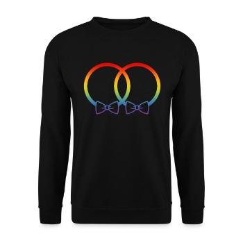 Alliances LGBT Mariage Enterrement de vie de garçon Couple Arc-en-ciel Noeud papillon - Sweat-shirt Unisexe - noir - Devant - Alina (178cm) & Michal (187cm)