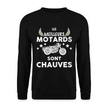 Motards moto meilleur chauve - Sweat-shirt Unisexe - noir - Devant - Alina (178cm) & Michal (187cm)