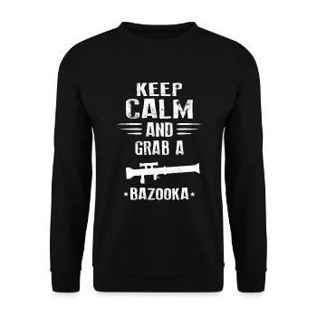 Keep calm and grab a Bazooka! - Unisex Sweatshirt - black - Front - Alina (178cm) & Michal (187cm)