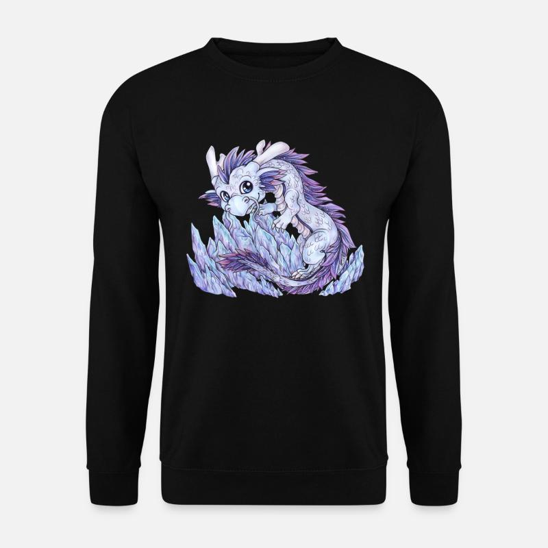 Drache Phantasie Mythologie Eis Schnee Kristall - Unisex Pullover - Schwarz