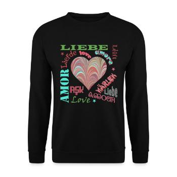 Amour Multilingue E 106 - Sweat-shirt Unisexe - noir - Devant - Alina (178cm) & Michal (187cm)
