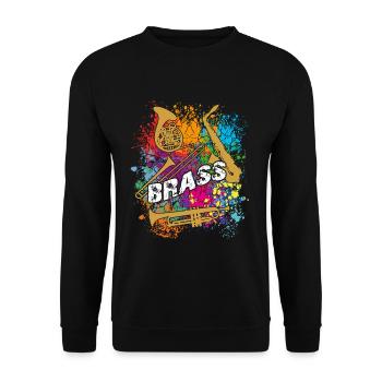 Trumpet, trombone, saxophone, horn - BRASS - Unisex Sweatshirt - black - Front - Alina (178cm) & Michal (187cm)
