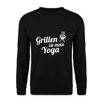 Grillen ist mein Yoga - Geschenk Männer Grillen - Unisex Pullover - Schwarz - Vorne - Alina (178cm) & Michal (187cm)