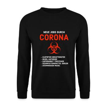 Corona Virus - Neue Berufe - Unisex Pullover - Schwarz - Vorne - Alina (178cm) & Michal (187cm)