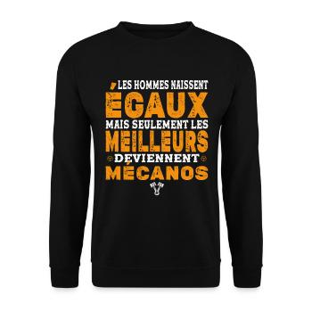 Mécanos Cadeau Humour Personnalisé - Sweat-shirt Unisexe - noir - Devant - Alina (178cm) & Michal (187cm)