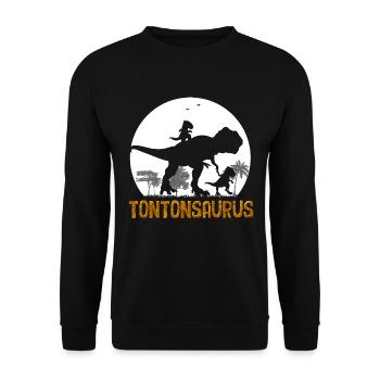 TontonSaurus Humour Dinosaure Pour Oncle - Sweat-shirt Unisexe - noir - Devant - Alina (178cm) & Michal (187cm)