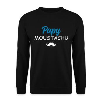 Papy Moustachu Cadeau Grand-Père Moustache - Sweat-shirt Unisexe - noir - Devant - Alina (178cm) & Michal (187cm)