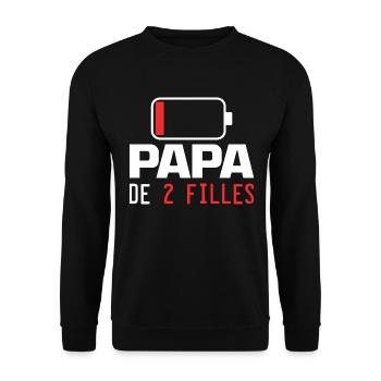 Homme Papa De 2 filles Cadeau Drôle fête des pères - Sweat-shirt Unisexe - noir - Devant - Alina (178cm) & Michal (187cm)