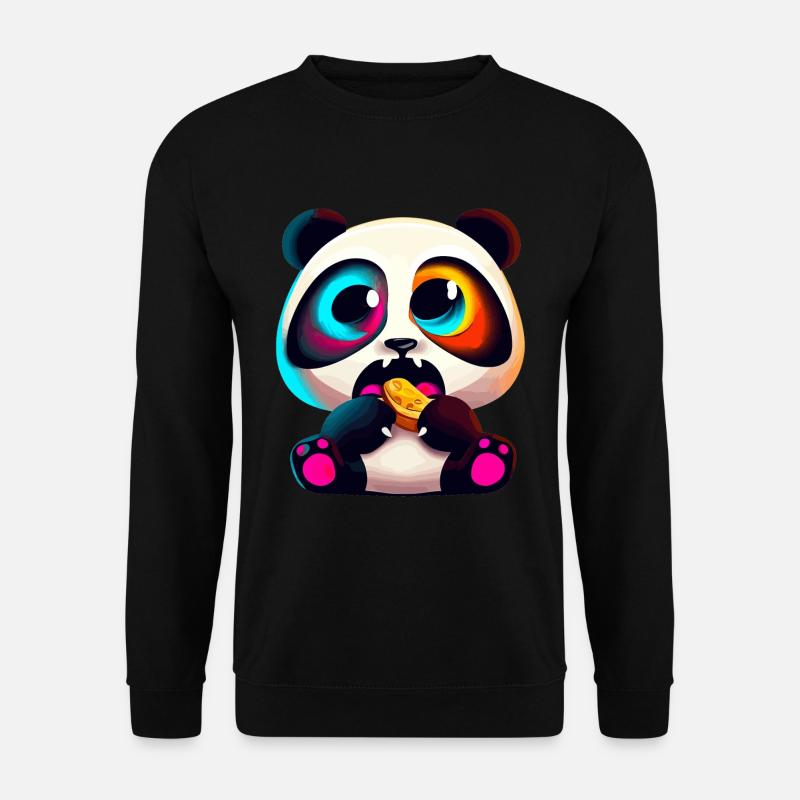 Cute Panda eating Illustration - Unisex Sweatshirt - black