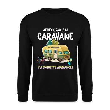 Caravane Humour Chouette Ambiance pour Famille - Sweat-shirt Unisexe - noir - Devant - Alina (178cm) & Michal (187cm)