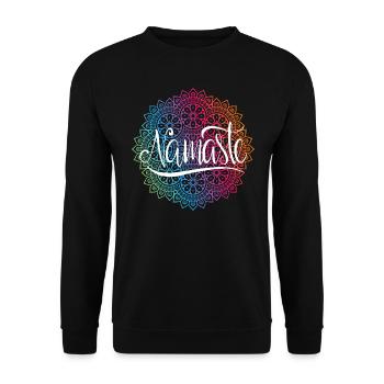Namaste Mandala Yoga Meditation Liebe Entspannung Geschenke - Unisex Pullover - Schwarz - Vorne - Alina (178cm) & Michal (187cm)