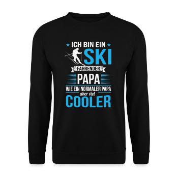 Ski fahrender Papa/Vater - Unisex Pullover - Schwarz - Vorne - Alina (178cm) & Michal (187cm)
