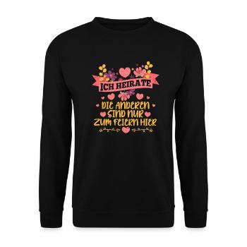 Junggesellinnenabschied - Unisex Pullover - Schwarz - Vorne - Alina (178cm) & Michal (187cm)