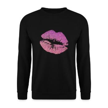 Glitzer Lippen - Unisex Pullover - Schwarz - Vorne - Alina (178cm) & Michal (187cm)