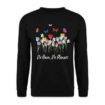 Pas de pluie pas de fleurs Art artistique abstrait Idée de cadeau - Sweat-shirt Unisexe - noir - Devant - Alina (178cm) & Michal (187cm)