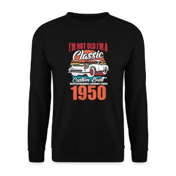 1950 Classic Car - Unisex Pullover - Schwarz - Vorne - Alina (178cm) & Michal (187cm)