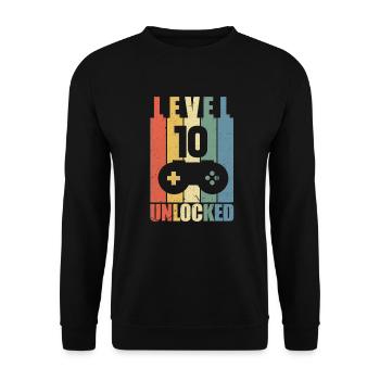 Level 10 10th birthday gaming gamer gift - Unisex Sweatshirt - black - Front - Alina (178cm) & Michal (187cm)