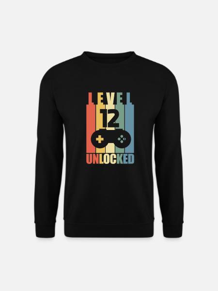 Level 12 12. Geburtstag Gaming Gamer Geschenk - Unisex Pullover - Schwarz