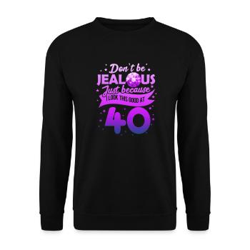 40. Geburtstag 40 Jahre Birthday Geschenk - Unisex Pullover - Schwarz - Vorne - Alina (178cm) & Michal (187cm)