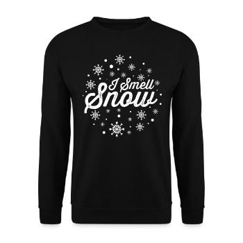 I Smell Snow Funny Holiday Snowflakes Xmas Gift - Unisex Sweatshirt - black - Front - Alina (178cm) & Michal (187cm)