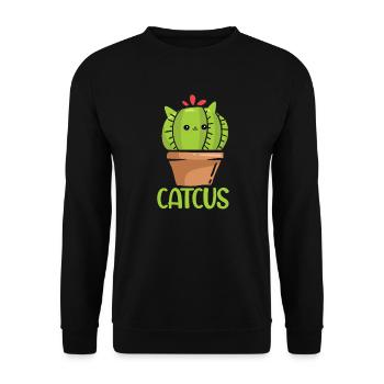 Cat cactus - Unisex Sweatshirt - black - Front - Alina (178cm) & Michal (187cm)