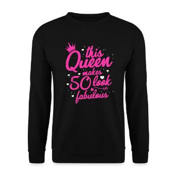 50e anniversaire reine cadeau de 50 ans reine - Sweat-shirt Unisexe - noir - Devant - Alina (178cm) & Michal (187cm)