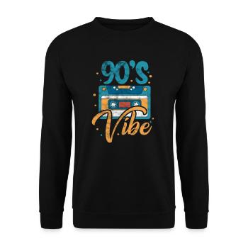 90er Jahre Neunziger 90s Kassette Retro Geschenk - Unisex Pullover - Schwarz - Vorne - Alina (178cm) & Michal (187cm)