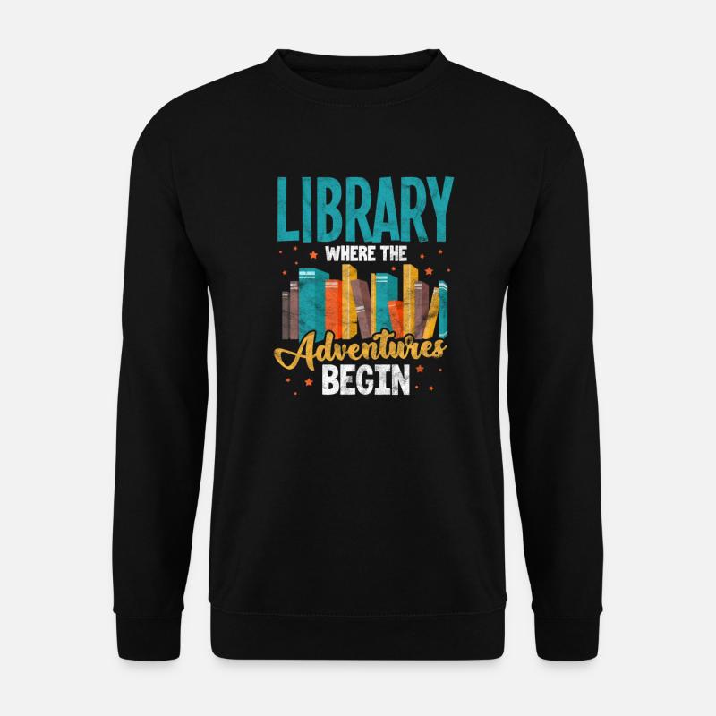 Bibliothek Bücher Lesen Buch Leseratte Geschenk - Unisex Pullover - Schwarz