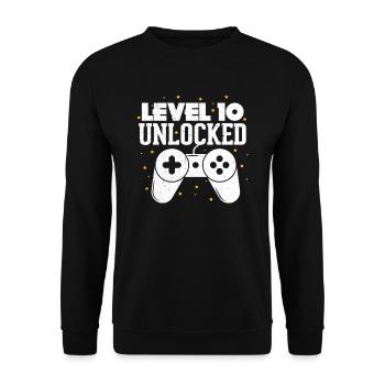 Level 10 10th birthday 10 years gamer gift - Unisex Sweatshirt - black - Front - Alina (178cm) & Michal (187cm)