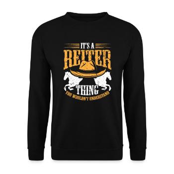 Westernreiten Spruch - It's a Reiter Thing - Unisex Pullover - Schwarz - Vorne - Alina (178cm) & Michal (187cm)