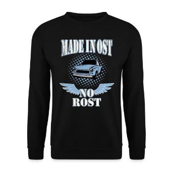 Made in Ost no Rost - DDR Kult Auto - Unisex Pullover - Schwarz - Vorne - Alina (178cm) & Michal (187cm)