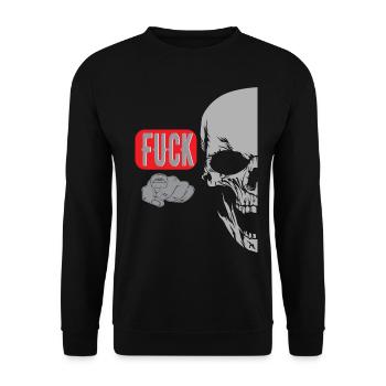 Index Finger Saying Skull - Unisex Sweatshirt - black - Front - Alina (178cm) & Michal (187cm)