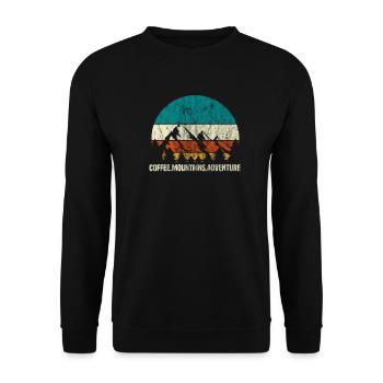 Coffee mountains adventure hiking climbing gift - Unisex Sweatshirt - black - Front - Alina (178cm) & Michal (187cm)