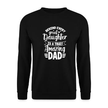 Vater und Tochter - Unisex Pullover - Schwarz - Vorne - Alina (178cm) & Michal (187cm)
