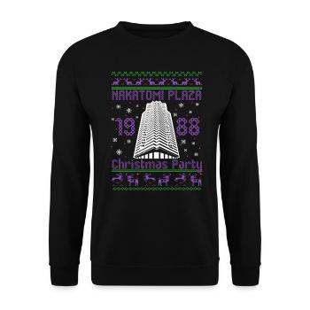 Nakatomi Plaza Christmas Party 1988 Ugly Christmas - Unisex Pullover - Schwarz - Vorne - Alina (178cm) & Michal (187cm)