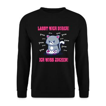 Gamer Girl - Lasst mich durch - Unisex Pullover - Schwarz - Vorne - Alina (178cm) & Michal (187cm)