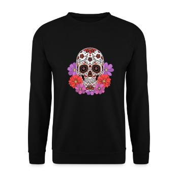 Dia De Los Muertos Totenkopf Mexiko Geschenk - Unisex Pullover - Schwarz - Vorne - Alina (178cm) & Michal (187cm)