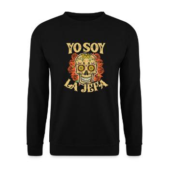 Dia De Los Muertos La Jefa - Unisex Pullover - Schwarz - Vorne - Alina (178cm) & Michal (187cm)