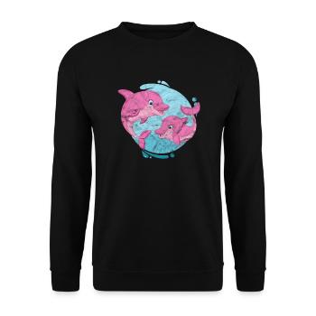Delfin - Unisex Pullover - Schwarz - Vorne - Alina (178cm) & Michal (187cm)