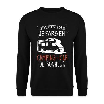 Humour camping-car bonheur - Sweat-shirt Unisexe - noir - Devant - Alina (178cm) & Michal (187cm)
