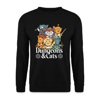RPG Dungeons und Katzen Lustiges Rollenspiel - Unisex Sweatshirt - black - Front - Alina (178cm) & Michal (187cm)