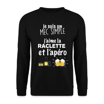 T-shirt Raclette et apéro humour - Sweat-shirt Unisexe - noir - Devant - Alina (178cm) & Michal (187cm)