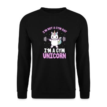 Gym Einhorn - Unisex Pullover - Schwarz - Vorne - Alina (178cm) & Michal (187cm)
