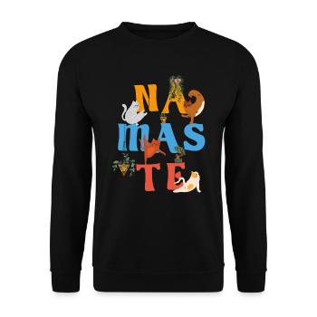 Namaste Katzen Yoga Meditation - Unisex Pullover - Schwarz - Vorne - Alina (178cm) & Michal (187cm)