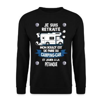 Camping car pétanque retraite - Sweat-shirt Unisexe - noir - Devant - Alina (178cm) & Michal (187cm)
