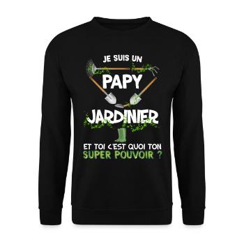 Papy jardinier héros adorable du jardin - Sweat-shirt Unisexe - noir - Devant - Alina (178cm) & Michal (187cm)