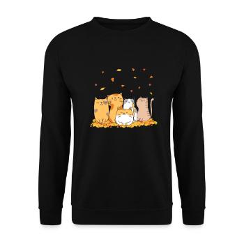 automne chat Octobre vent chat cadeau de feuille - Sweat-shirt Unisexe - noir - Devant - Alina (178cm) & Michal (187cm)