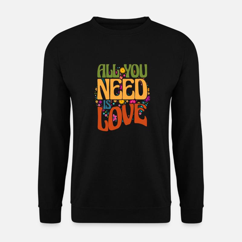 70er Jahre Retro Flower Power Vintage Geschenk - Unisex Pullover - Schwarz